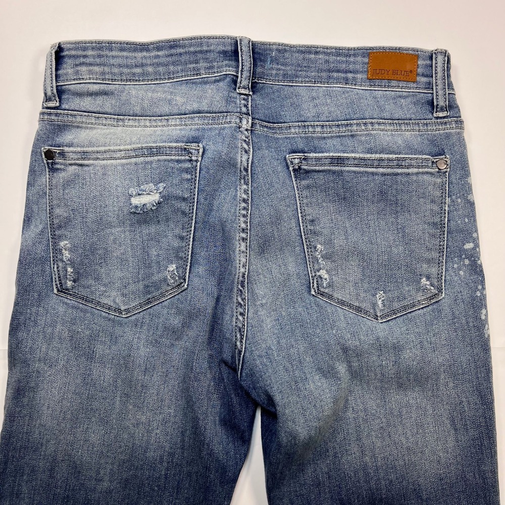 Judy Blue Relaxed Fit Jeans Women 11/30 Blue Distressed‎ Paint Splatter Stretch - Picture 12 of 12